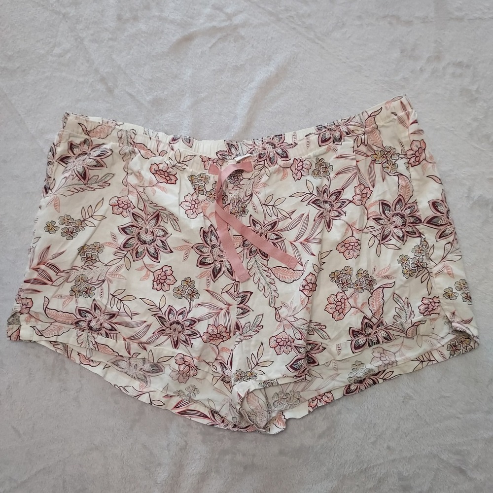 Old Navy Womens Large Pink Floral Cotton Pajama Sleep Shorts Coquette Sleepwear